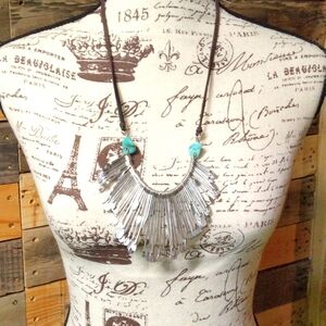 Unique necklace ,leather adjustable tie